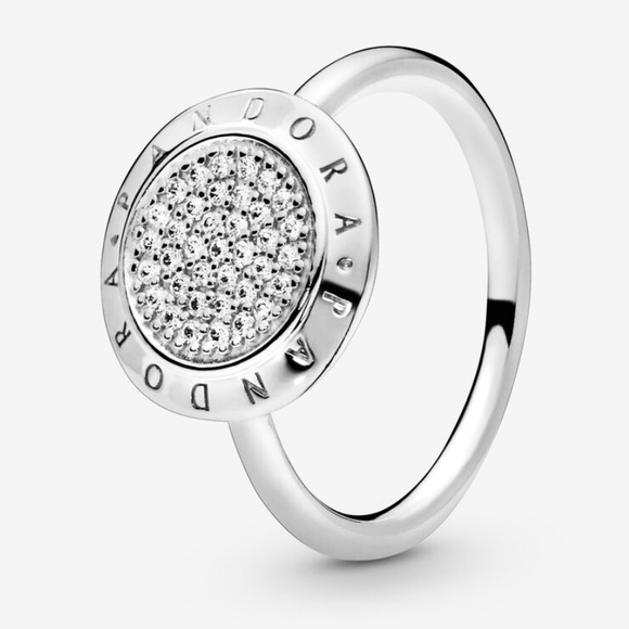 Authentic Pandora Signature Pavé Logo Ring - Picture 1 of 11